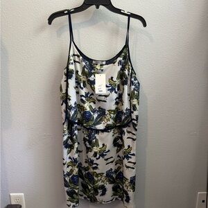 NWT Silk Floral Mini Dress - Blue and Green Sz Large